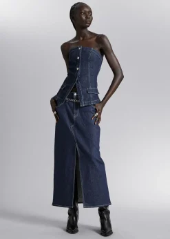 Best Denim Tube Top Kvinder Denim