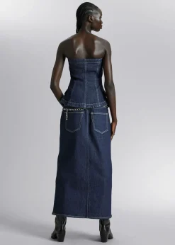 Best Denim Tube Top Kvinder Denim