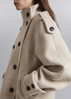 Store Dobbeltradet Uldjakke Kvinder Frakker & Jakker