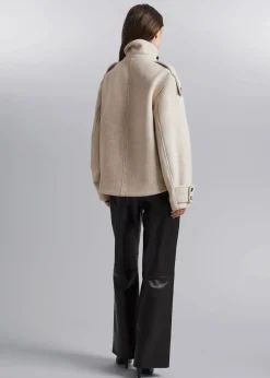 Store Dobbeltradet Uldjakke Kvinder Frakker & Jakker