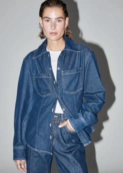 Cheap Figursyet Denimskjorte Kvinder Denim
