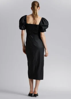 Clearance Figursyet Kjole Med Pufaermer Kvinder Kjoler