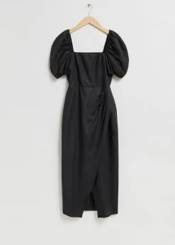 Clearance Figursyet Kjole Med Pufaermer Kvinder Kjoler