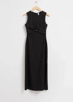 Fashion Fitted Metal Hook Detail Kjole Kvinder Kjoler