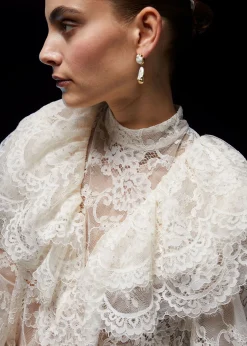 Store Flaesede Blondebluse Kvinder Bluser Og Skjorter