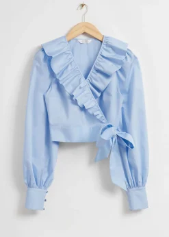 Outlet Flaesede Omslagsbluse Kvinder Bluser Og Skjorter