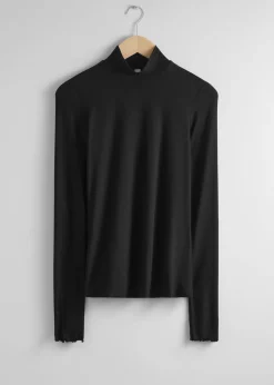 Sale Frill-Cuff Mock-Neck Top Kvinder Toppe