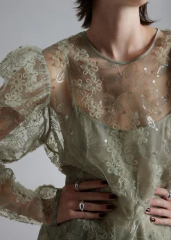 Cheap Gennemsigtig Broderet Organzabluse Kvinder Bluser Og Skjorter