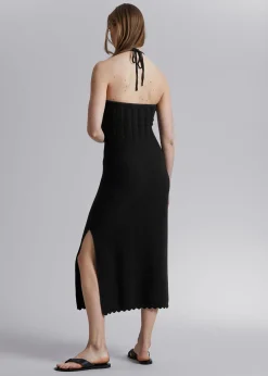 Cheap Haeklet Halterneck Midikjole Kvinder Kjoler