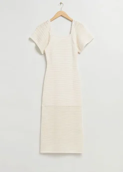 Online Haeklet Midikjole Med Udsving Pa Aermer Kvinder Kjoler