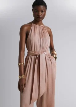 Clearance Halterneck Jumpsuit Med Baelte Kvinder Jumpsuits