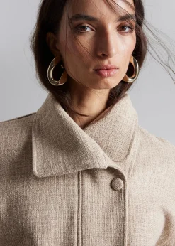 Sale Jacquard-Vaevet Bikerjakke Kvinder Frakker & Jakker