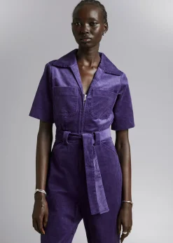 Cheap Jumpsuit Med Baelte I Corduroy Kvinder Jumpsuits