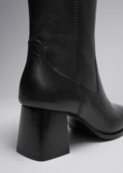 Outlet Klassiske AnkelStøvler I Laeder Kvinder Støvler