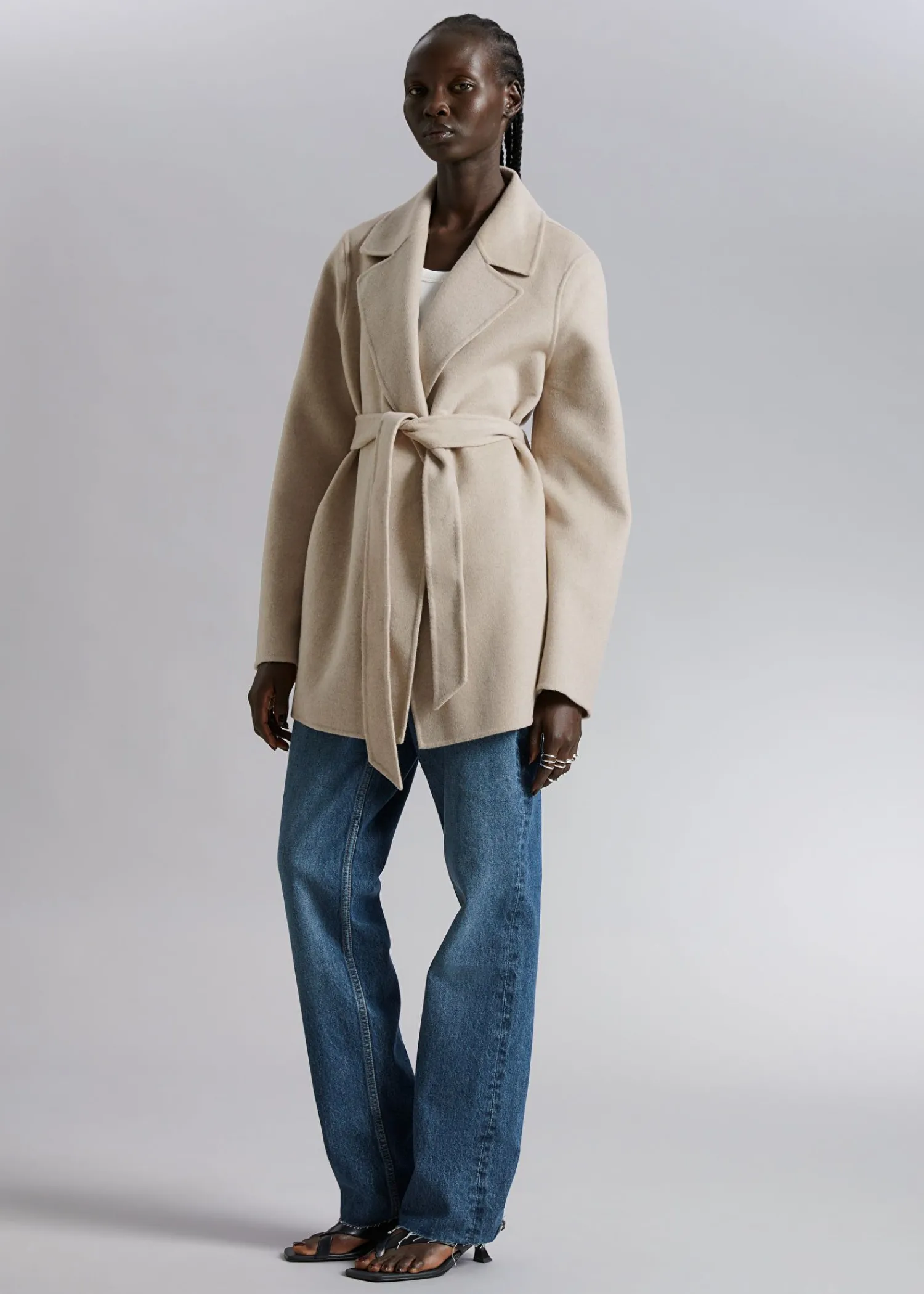 Best Kort Frakke Med Baelte Kvinder Denim