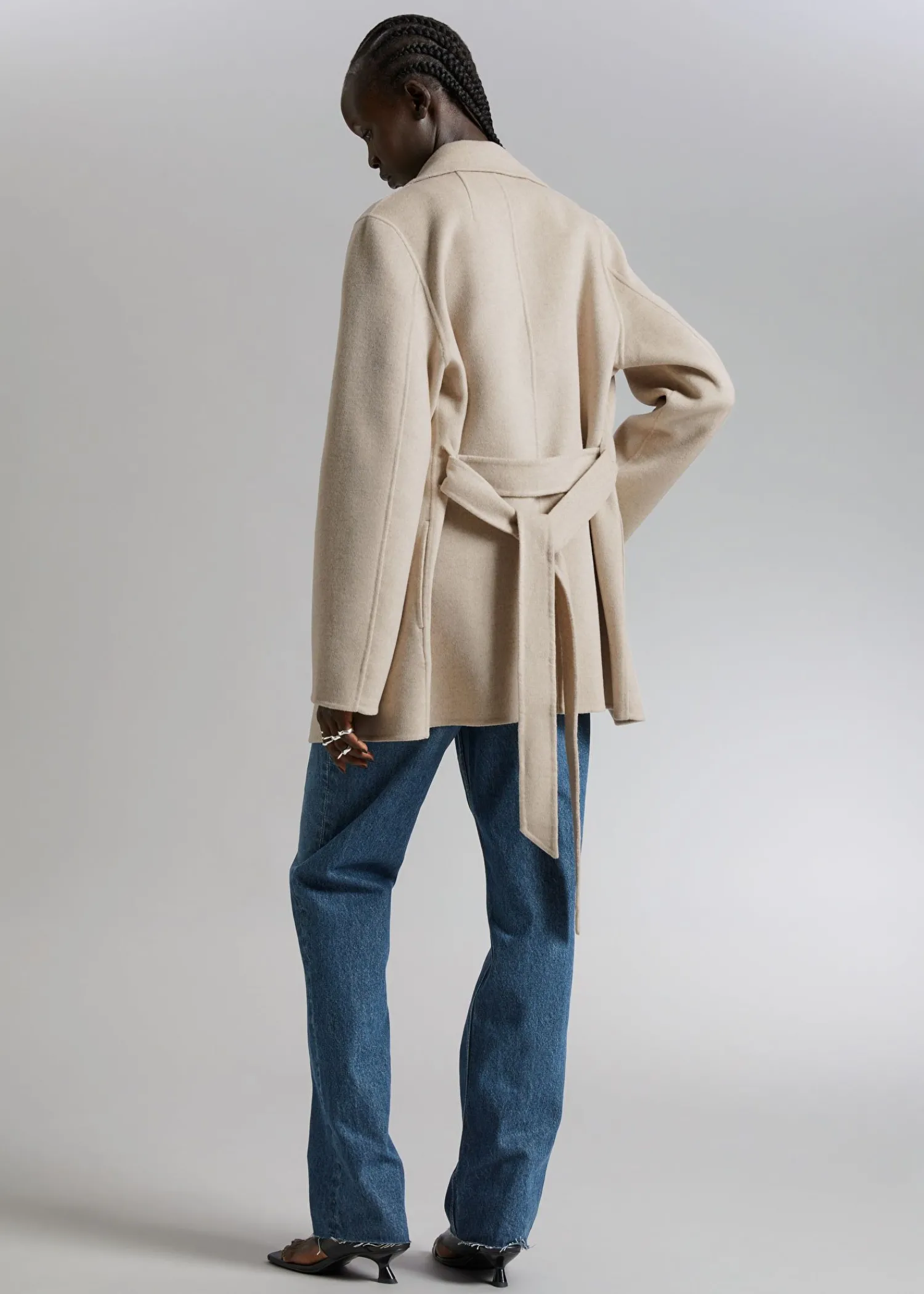 Best Kort Frakke Med Baelte Kvinder Denim