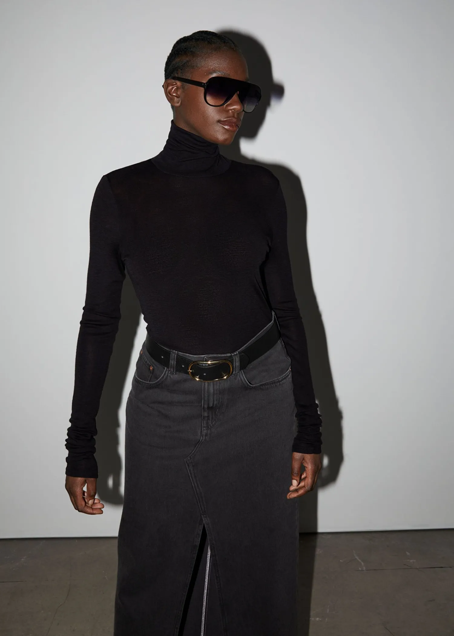 Best Langaermet Ulden Rullekrave Top Kvinder Strik