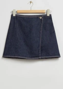 Cheap Lav-Talje Denim Sla-Om Nederdel Kvinder Nederdele