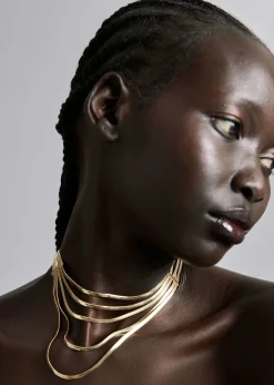 Clearance Layered Snake-Chain Halskaede Kvinder Halskaeder