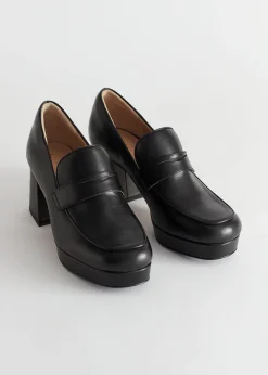 New Loafers I Laeder Med Blokhael Kvinder Pumper