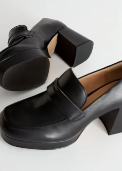 New Loafers I Laeder Med Blokhael Kvinder Pumper