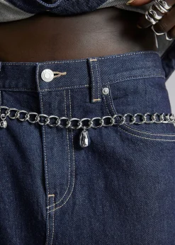 Cheap 5-Lommers Denim Midi-Nederdel Kvinder Denim