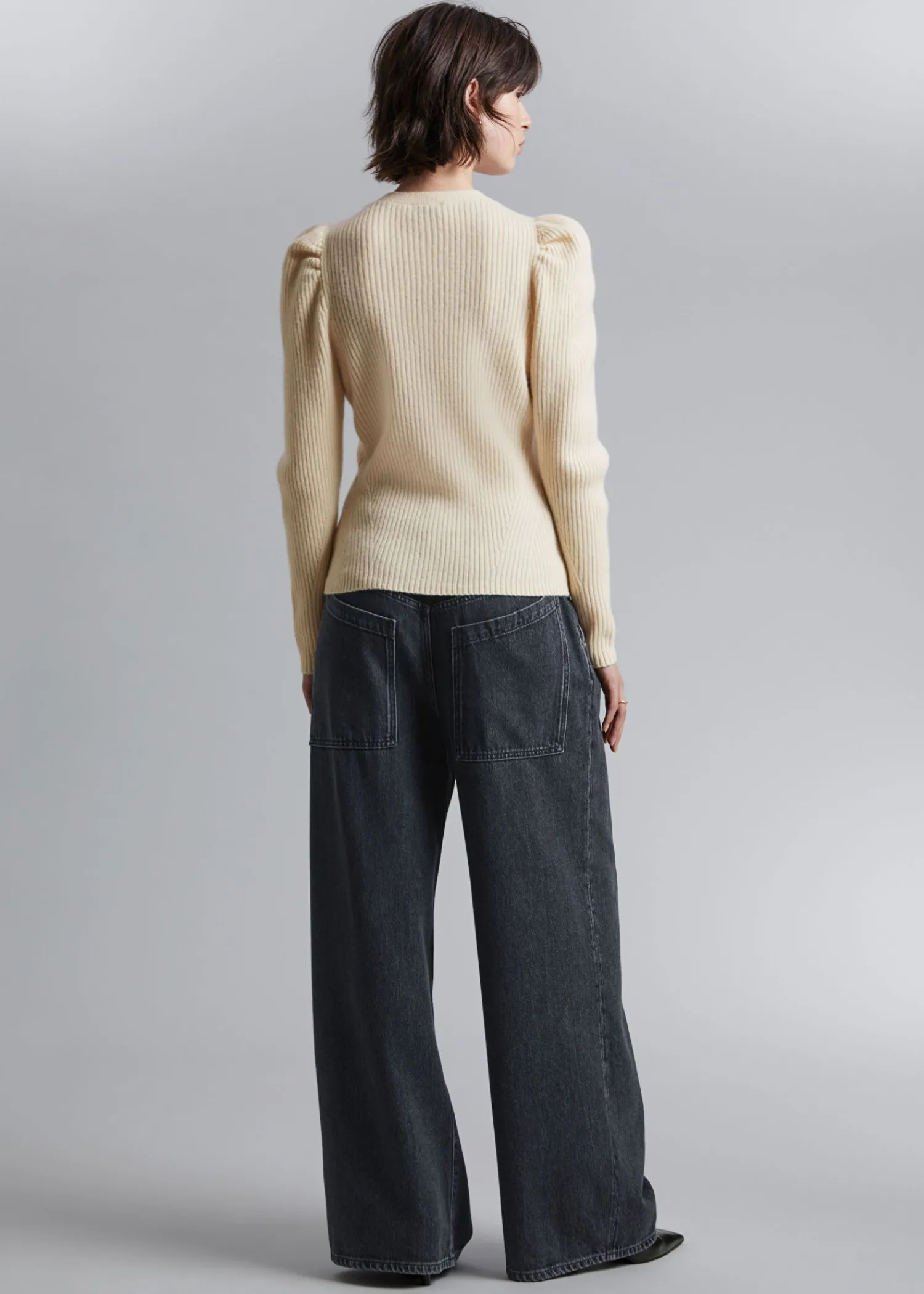 Online Merino Puffaermet Cardigan Kvinder Strik