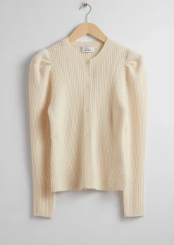 Online Merino Puffaermet Cardigan Kvinder Strik