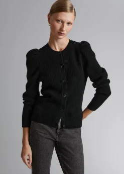 Best Sale Merino Puffaermet Cardigan Kvinder Strik