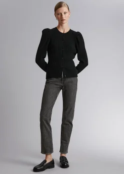 Best Sale Merino Puffaermet Cardigan Kvinder Strik