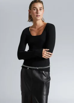 Outlet Merino Ribstrikket Troje Kvinder Strik