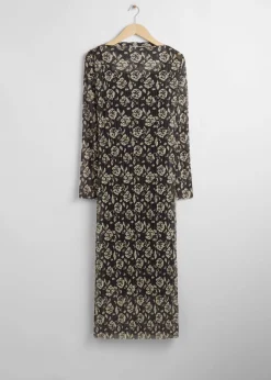 Shop Midi Mock Neck Mesh Kjole Kvinder Kjoler