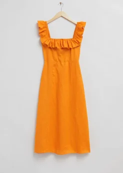 Online Midi-Kjole I Hor Med Flaesehals Kvinder Kjoler