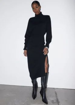 Online Midi-Kjole Med Rullekrave Kvinder Kjoler