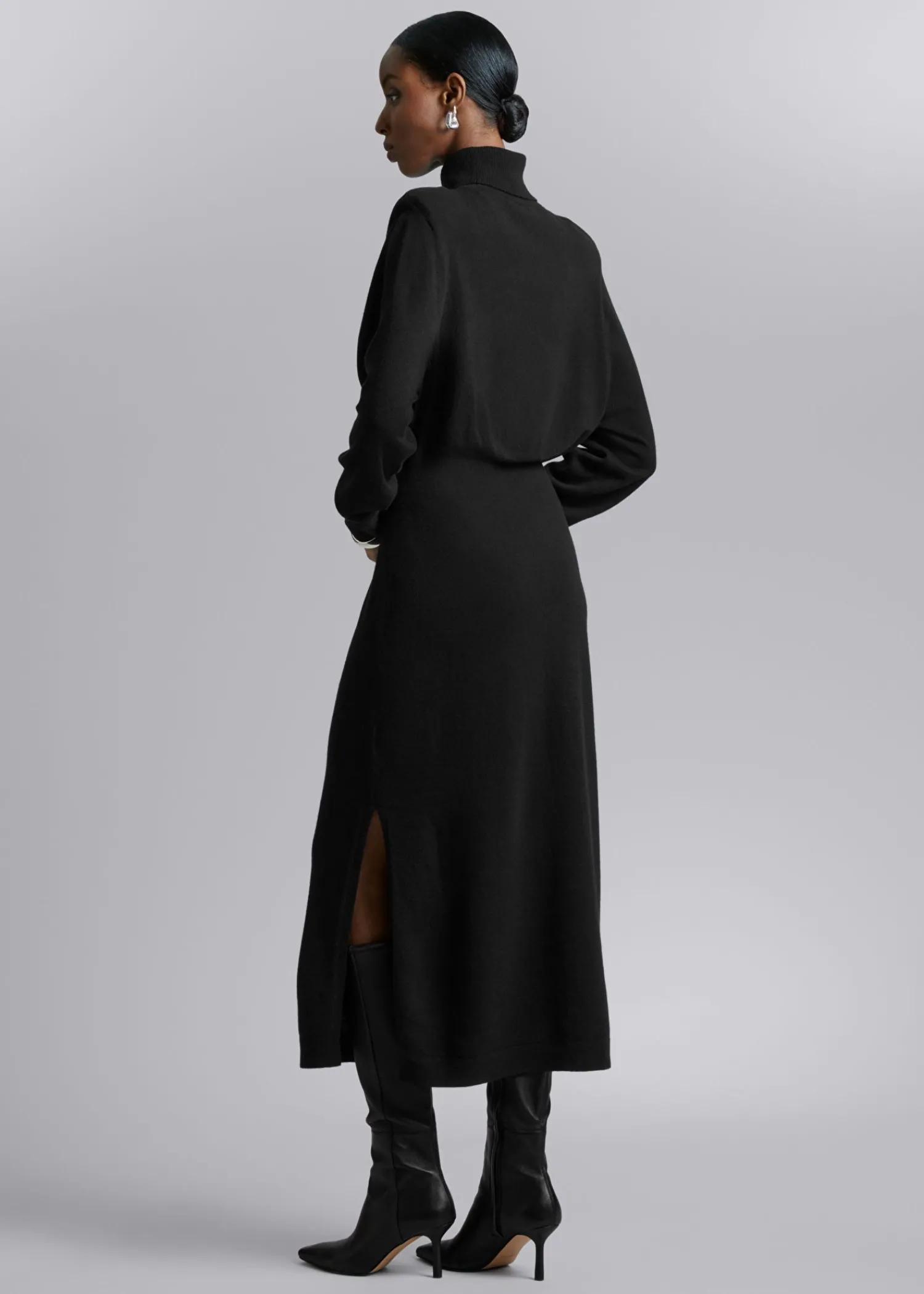 Online Midi-Kjole Med Rullekrave Kvinder Kjoler