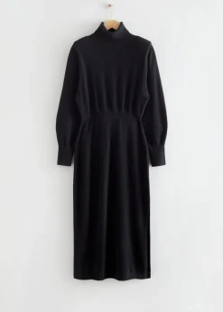 Online Midi-Kjole Med Rullekrave Kvinder Kjoler