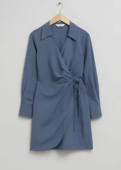 Store Mini Wrap Skjorte Kjole Kvinder Kjoler