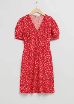 Store Minikjole Med Tryk Med Knapper Kvinder Kjoler