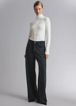 Outlet Mock Neck Jacquard Top Kvinder Toppe