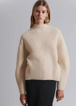 Outlet Mock Neck Merino Jumper Kvinder Strik