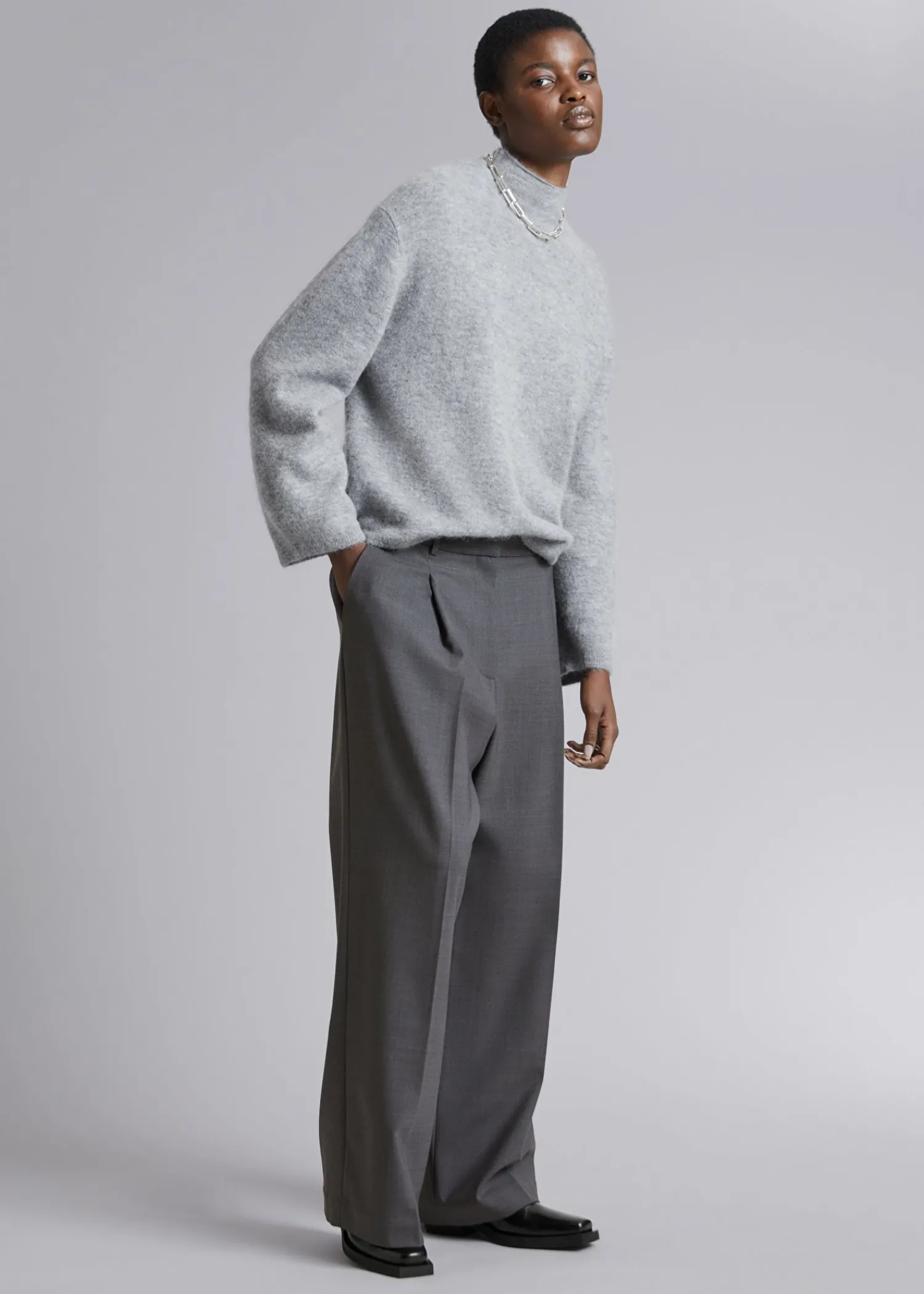 Hot Mock-Neck Striktroje Kvinder Strik