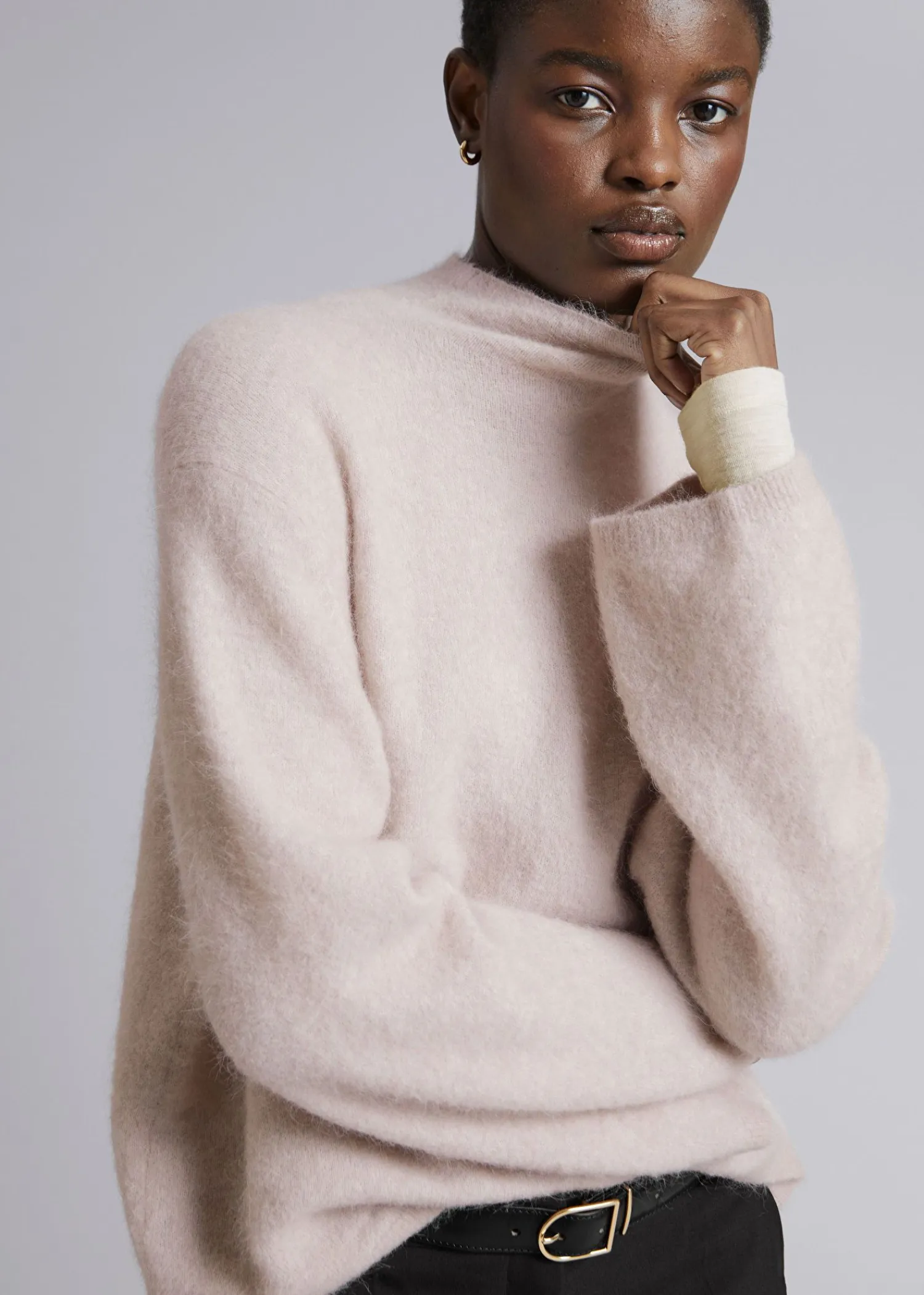 Hot Mock-Neck Striktroje Kvinder Strik