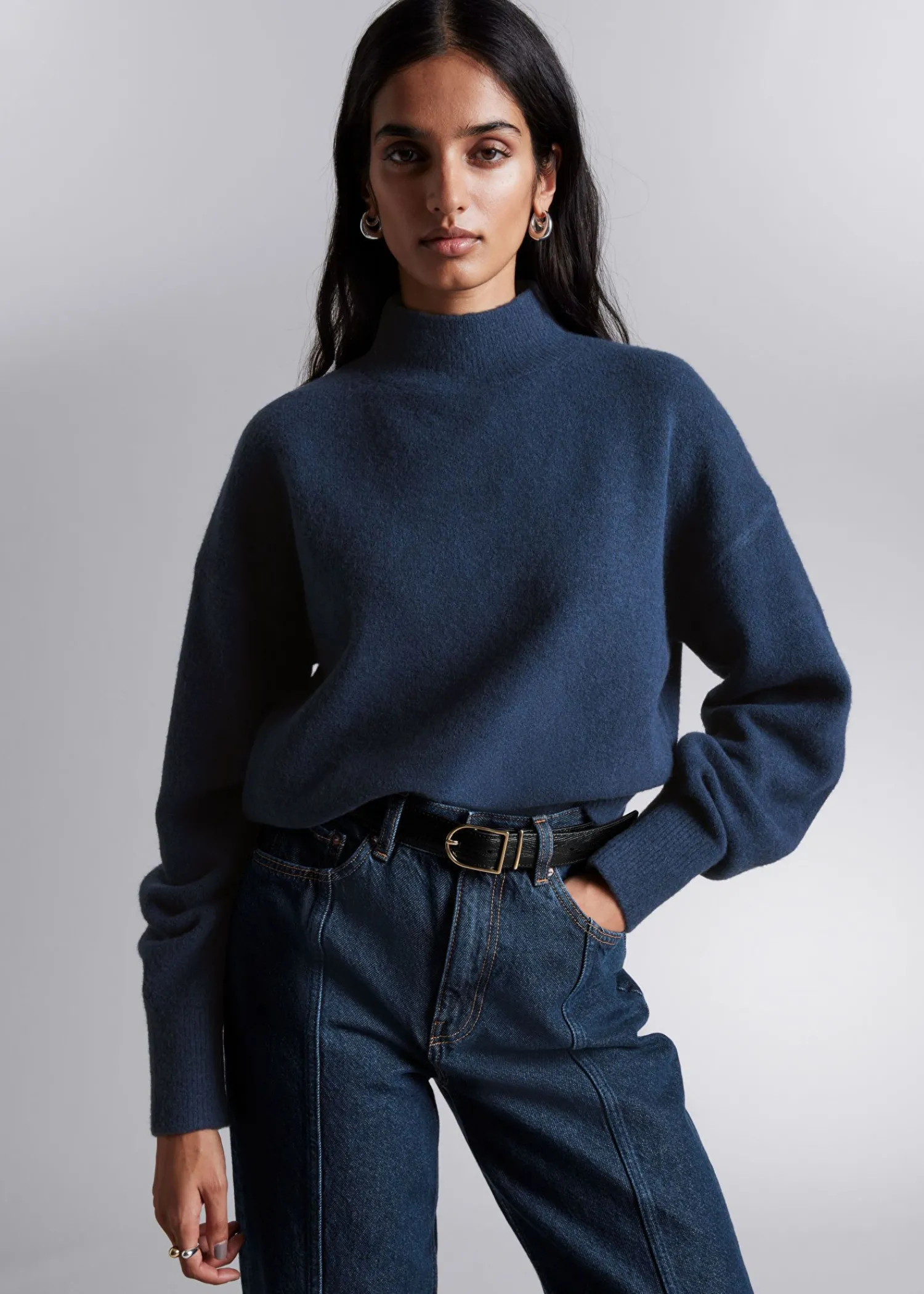 Shop Mock-Neck Sweater Kvinder Denim