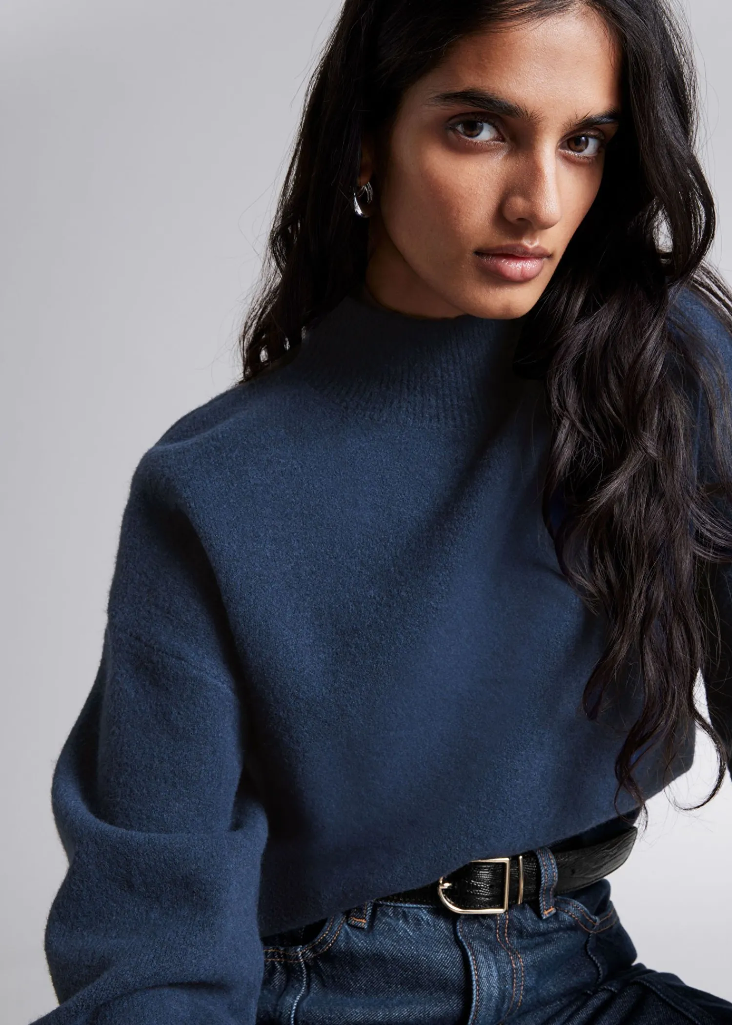 Shop Mock-Neck Sweater Kvinder Denim