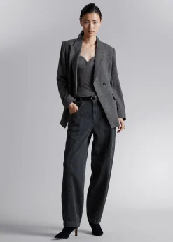 Clearance Monteret Asymmetrisk Uldblazer Kvinder Sæt Og Dragter