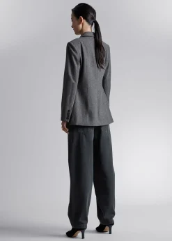 Clearance Monteret Asymmetrisk Uldblazer Kvinder Sæt Og Dragter