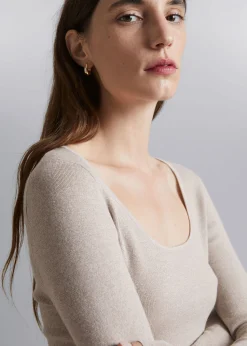 Best Sale Monteret Scoop-Neck Top Kvinder Toppe