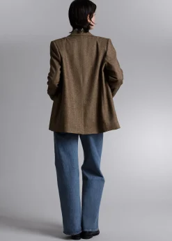 Hot Oversized Pinstripe Blazer Kvinder Sæt Og Dragter