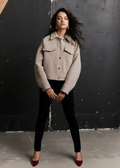 Sale Oversized Uld-Blandingsjakke Kvinder Frakker & Jakker