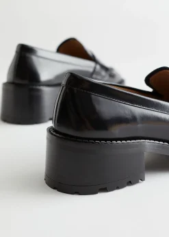 Hot Penny Loafers I Laeder Med Haele Kvinder Lejligheder